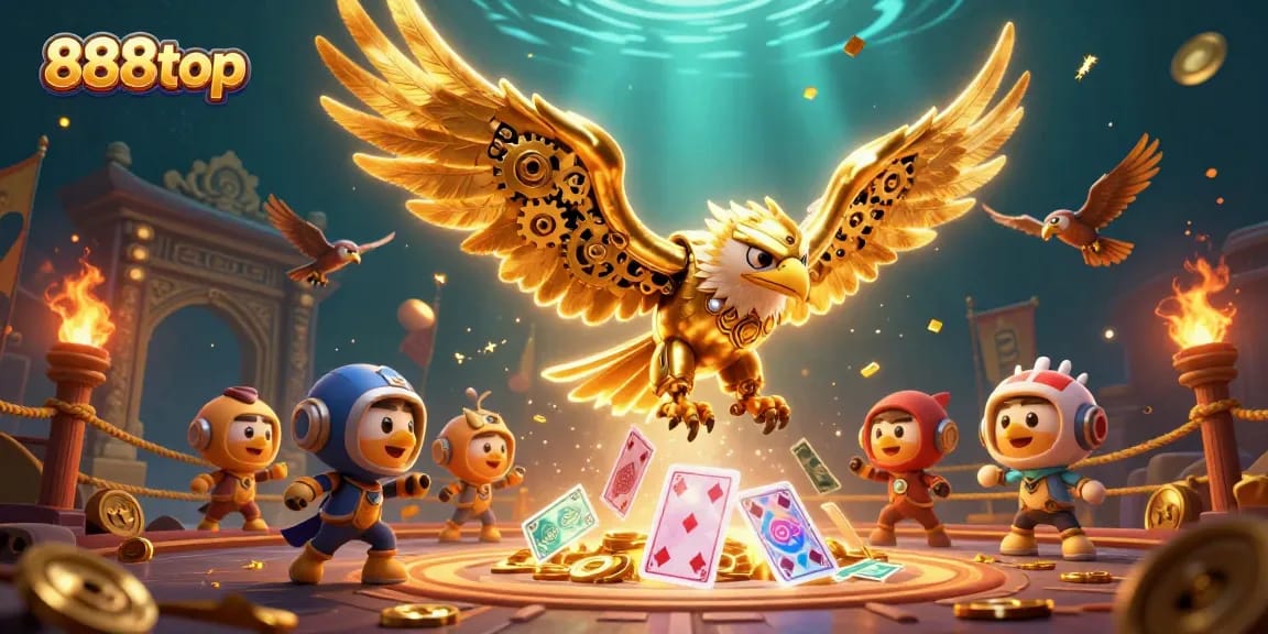 Engage in thrilling games at 888top with vibrant visuals and dynamic action from this casino illustration.