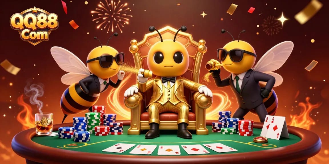 Experience thrilling gameplay at QQ88 Com with a vibrant casino scene featuring dynamic characters and exciting elements.