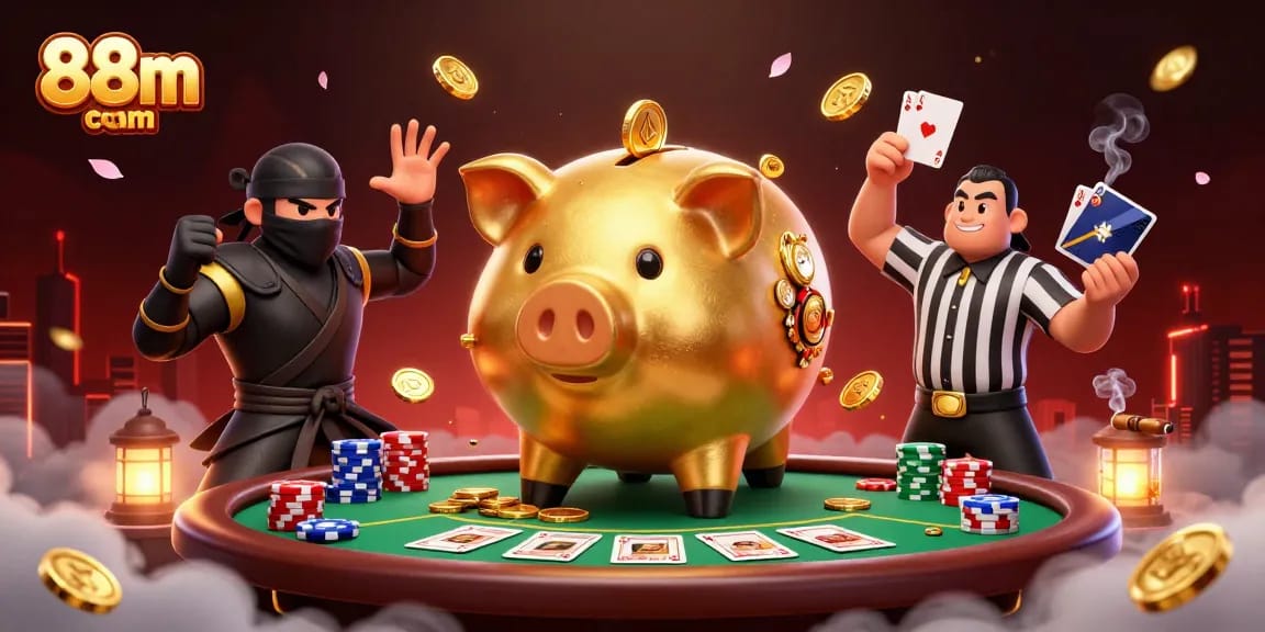Engage in thrilling gameplay at 88m com with action-packed casino scenes of sumo wrestlers and poker.