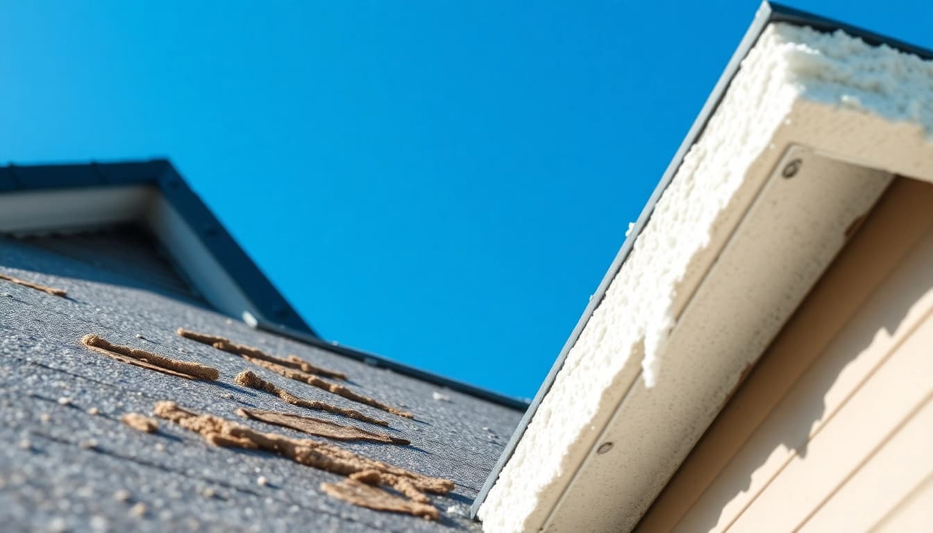 Identify spray foam roof problems through detailed inspection of damage.