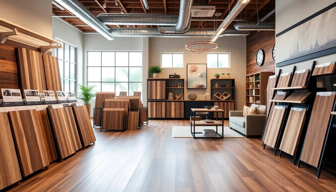 Explore flooring stores near me featuring beautiful waterproof vinyl flooring displays.