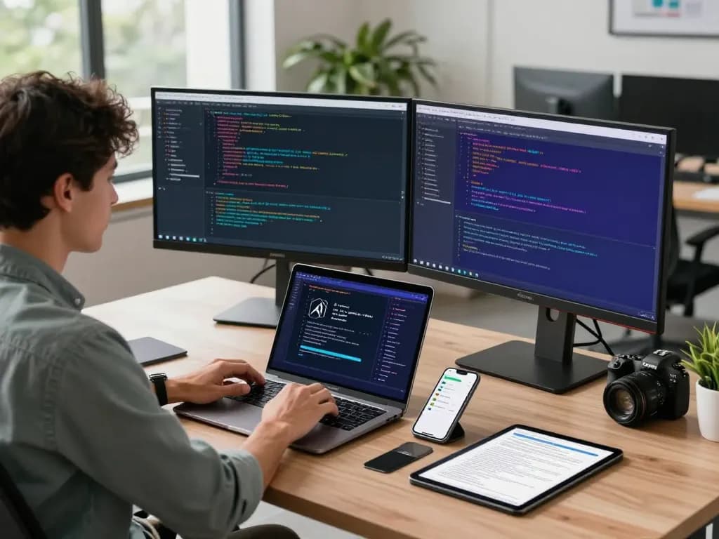 Open claw personal AI assistant developer engaging with code in a modern workspace