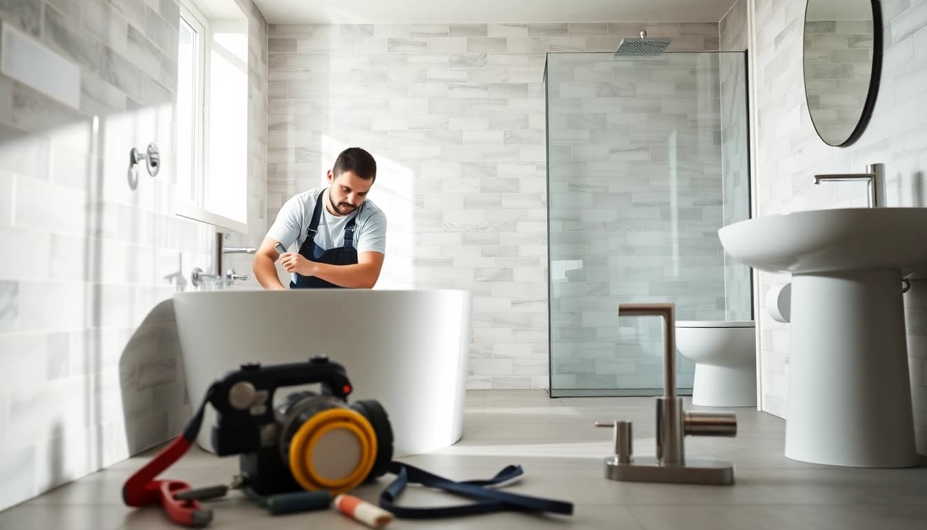 Showcasing expert Manchester bathroom fitters in a modern bathroom installation.