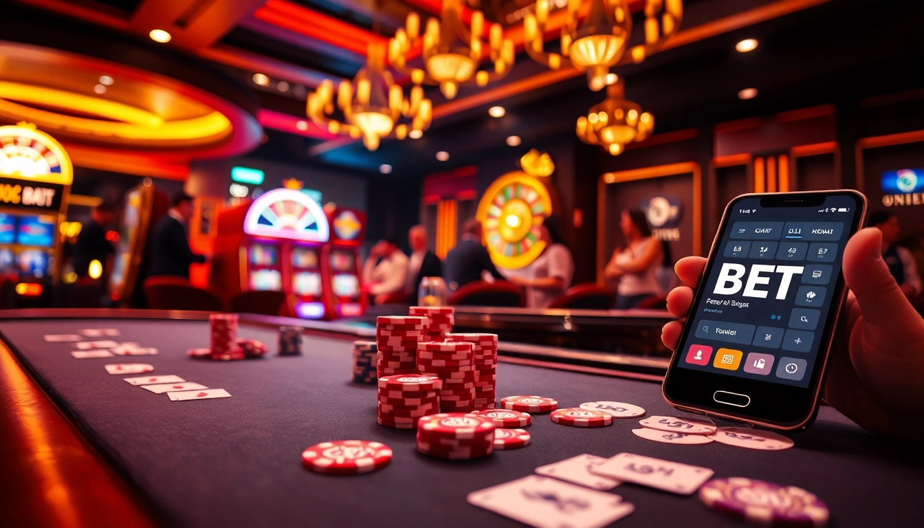 Engaging in the vibrant atmosphere of https://usbet.lat/ with poker chips and exciting casino games.