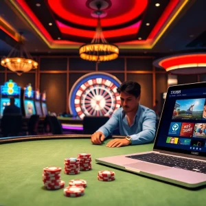 Exciting gameplay at xx88 showcasing poker and roulette in a vibrant casino atmosphere.