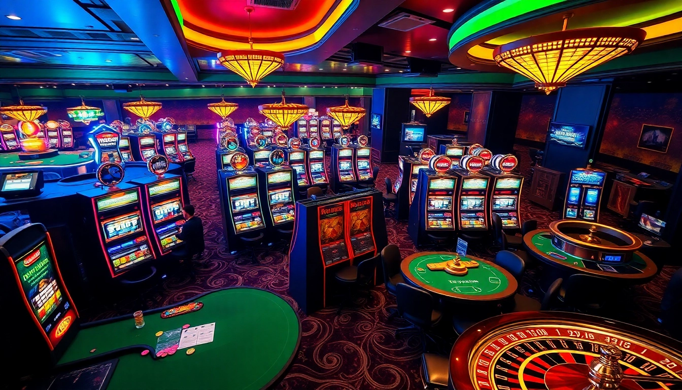 Experience Slot Terpercaya at a vibrant casino with engaging slot machines and players.
