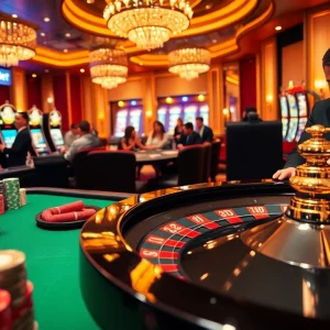Experience the thrilling atmosphere of 789BET with vibrant gaming tables and excited players.