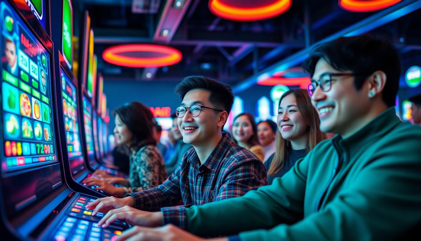 Engaging players enjoying online slots at hoki138, showcasing excitement and modern gaming.