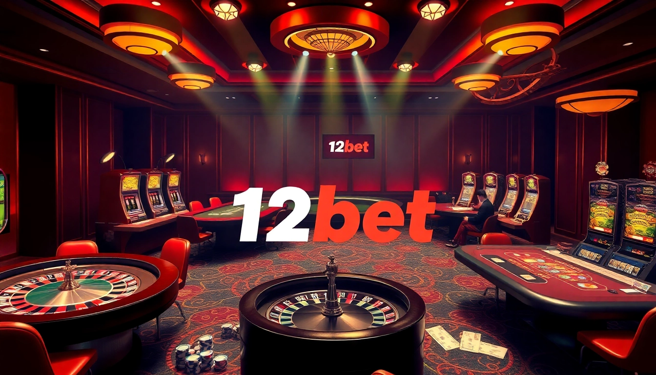 Experience thrilling gameplay at 12bet’s glamorous casino tables with vibrant lights and action.