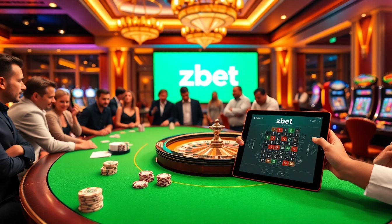 Zbet game enthusiasts enjoying a thrilling casino atmosphere with engaging gameplay elements.