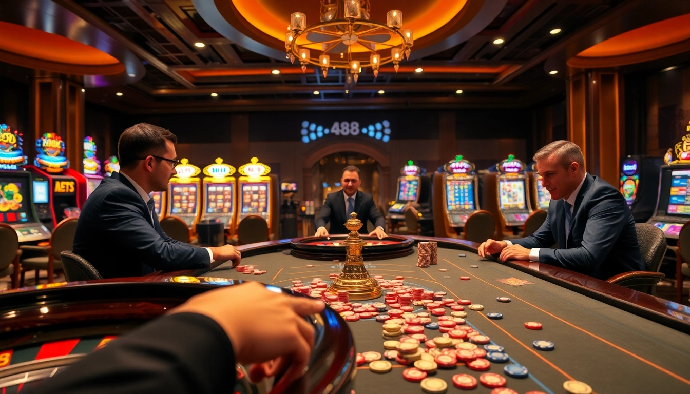 Experience the thrill of excitement at af88 casino with players engaged in high-stakes poker.