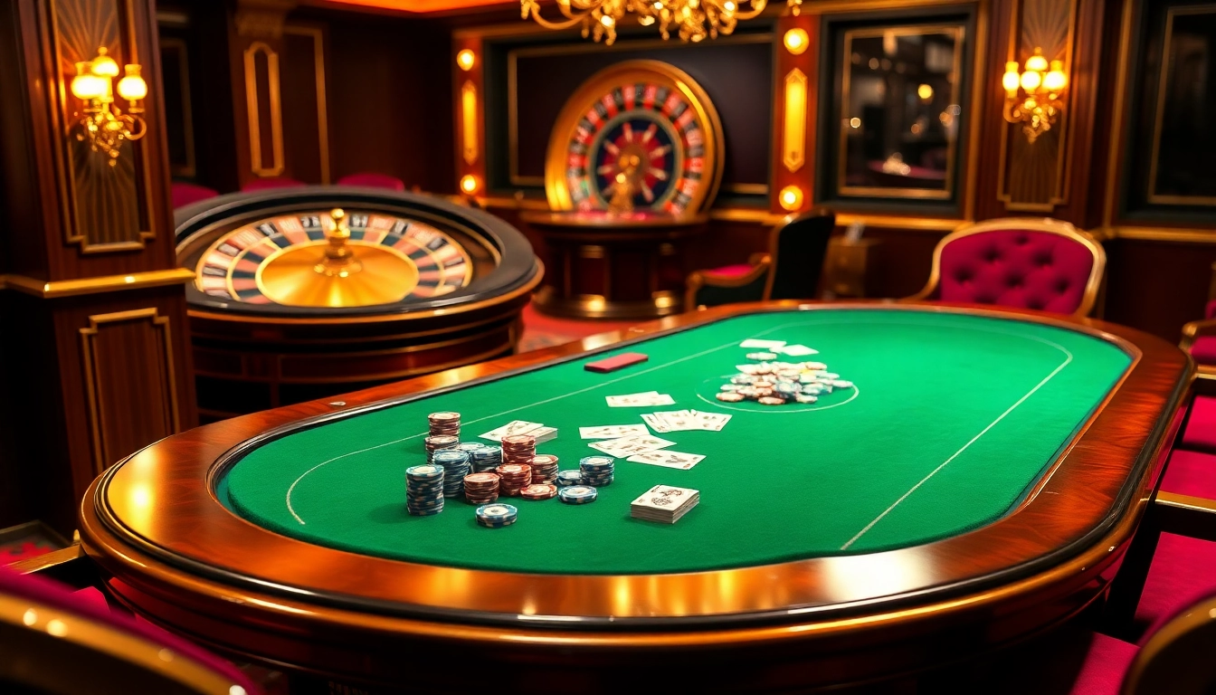 Experience thrilling gameplay at an elegant poker table with sk88 poker chips and cards.