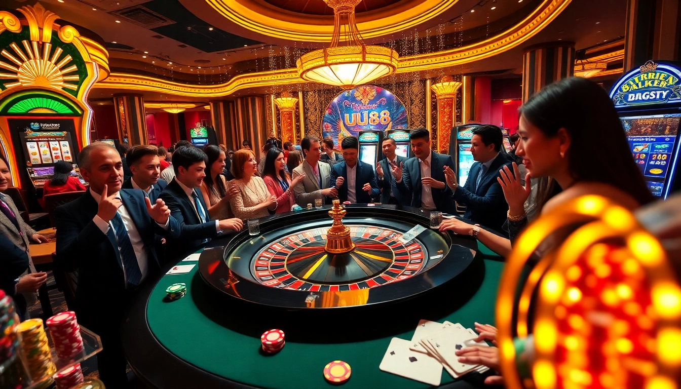Experience thrilling gameplay at uu88 with vibrant casino elements and excited players.