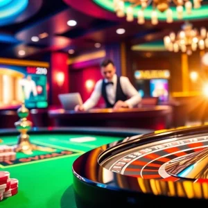 Experience the thrill of gambling at https://good88k.blog featuring roulette tables and casino chips.