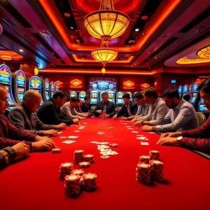 Engage in thrilling play at https://xx88.eu.com/, vibrant scene of casino poker table action.